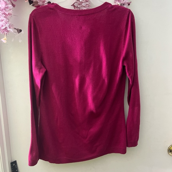 New York & Company Burgundy and Orange Argyle Sweater-Size Large - Picture 4 of 4